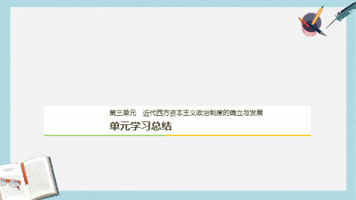 2018_2019学年高中历史第三单元近代西方资本主义政治制度的确立与发展单元学习总结课件新人教版必修1