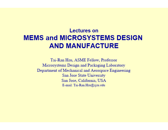 MEMS & Microsystems：Design, Manufacture, and Nanoscale Engineering