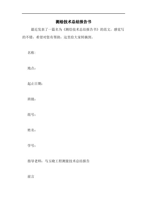 测绘技术总结报告书