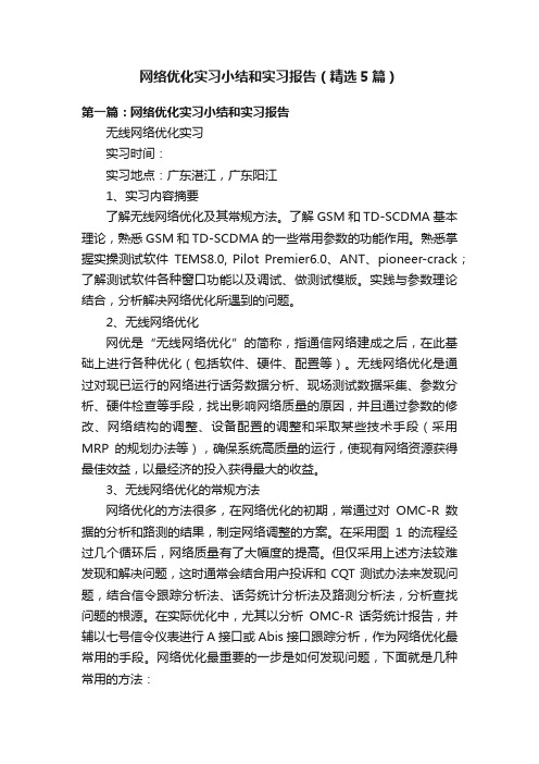 网络优化实习小结和实习报告（精选5篇）