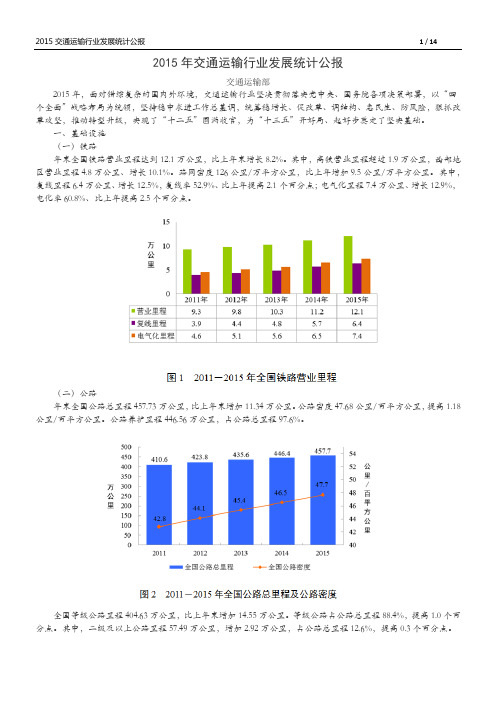 2015年交通运输行业发展统计公报