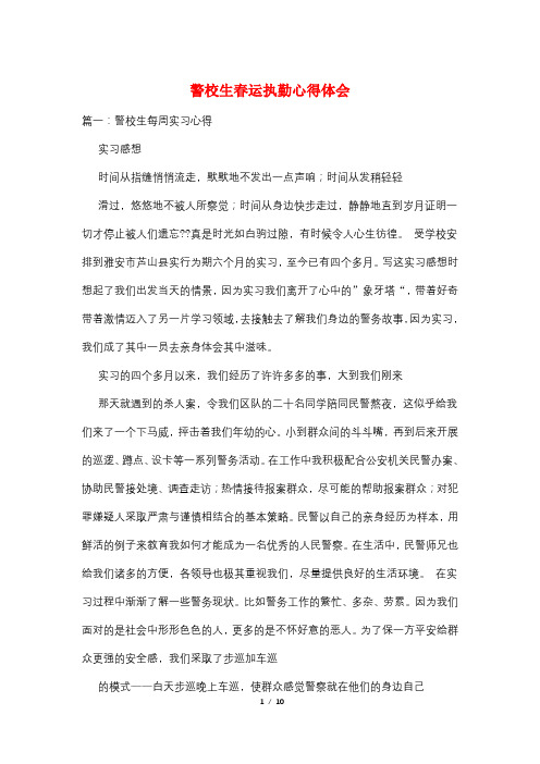 警校生春运执勤心得体会
