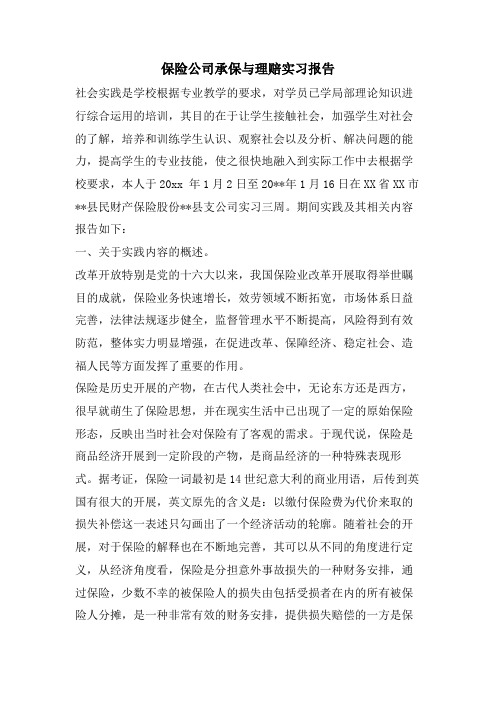 保险公司承保与理赔实习报告