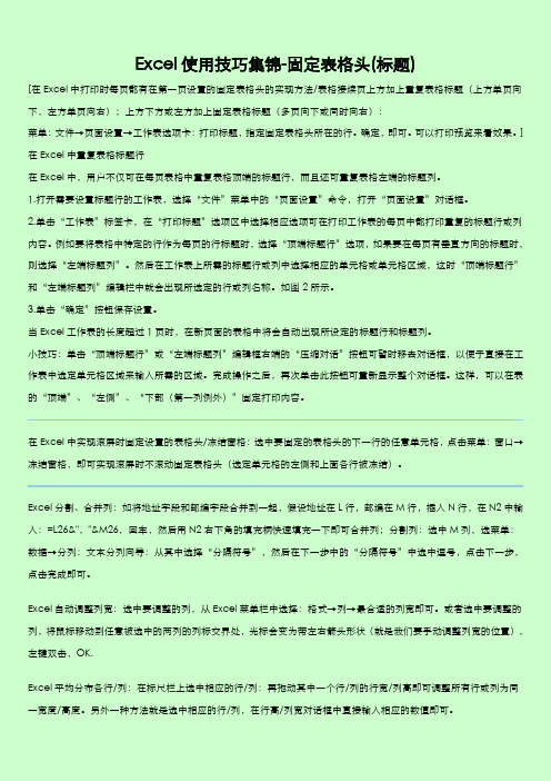 Excel使用技巧集锦-固定表格头(标题)