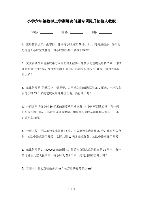 小学六年级数学上学期解决问题专项提升部编人教版