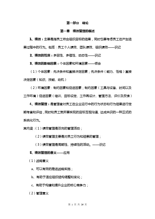 绩效管理知识点