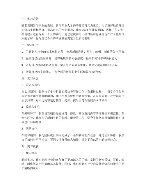 实习总结报告新闻专业