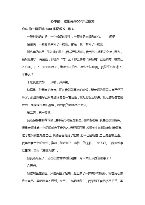 心中的一缕阳光800字记叙文