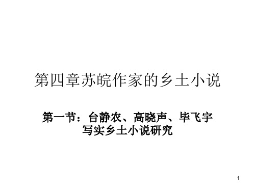 乡土文学第四章苏皖作家的乡土小说