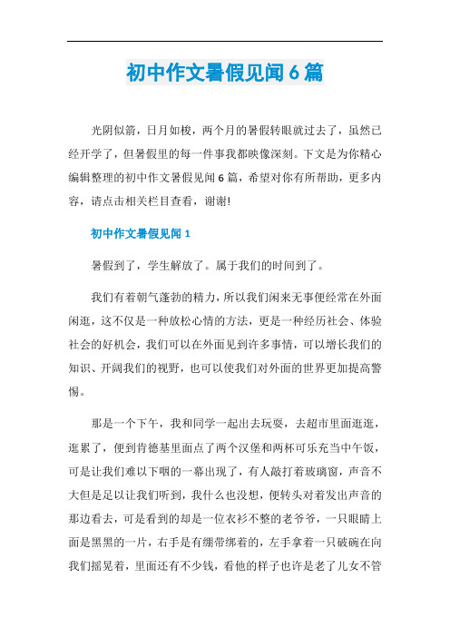 初中作文暑假见闻6篇