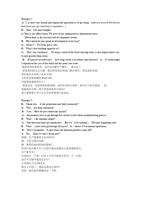 外贸客户参观工厂英语对话