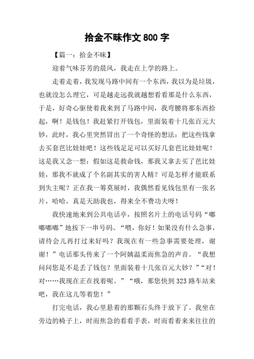 拾金不昧作文800字
