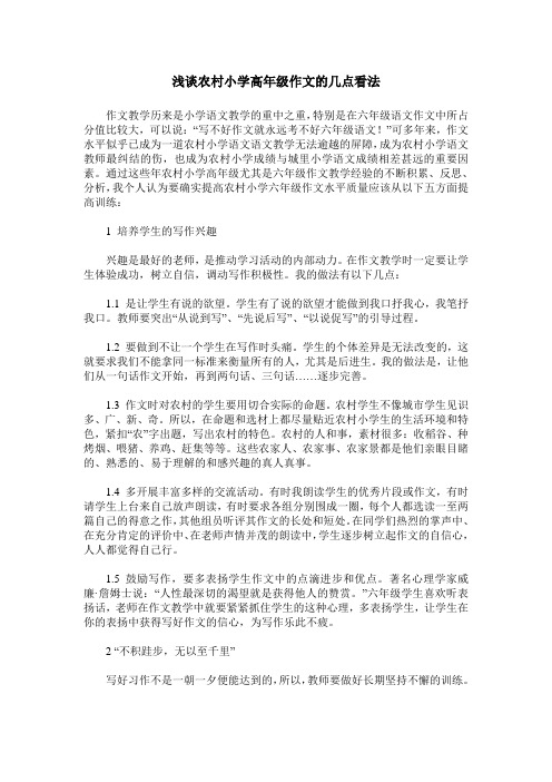 浅谈农村小学高年级作文的几点看法