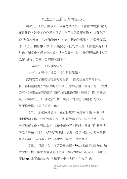 司法公开工作自查情况汇报