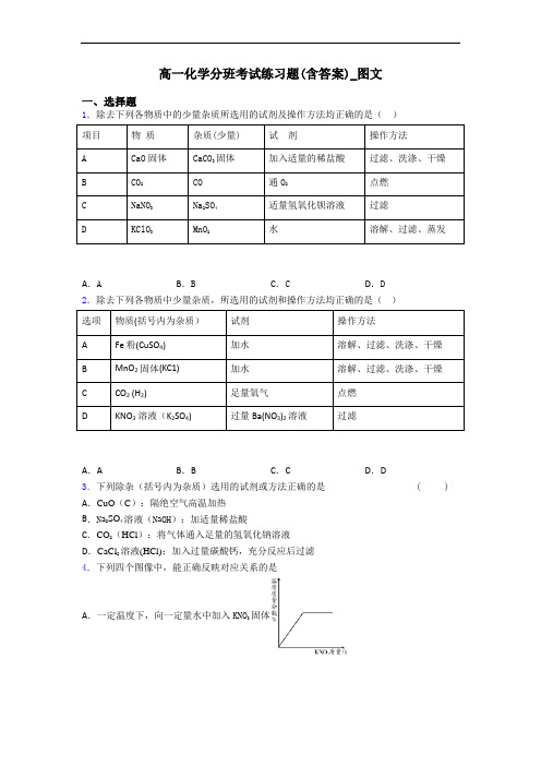 高一化学分班考试练习题(含答案)_图文