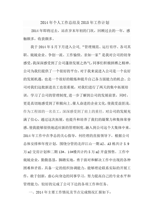 2014年个人工作和2015年工作计划汇总