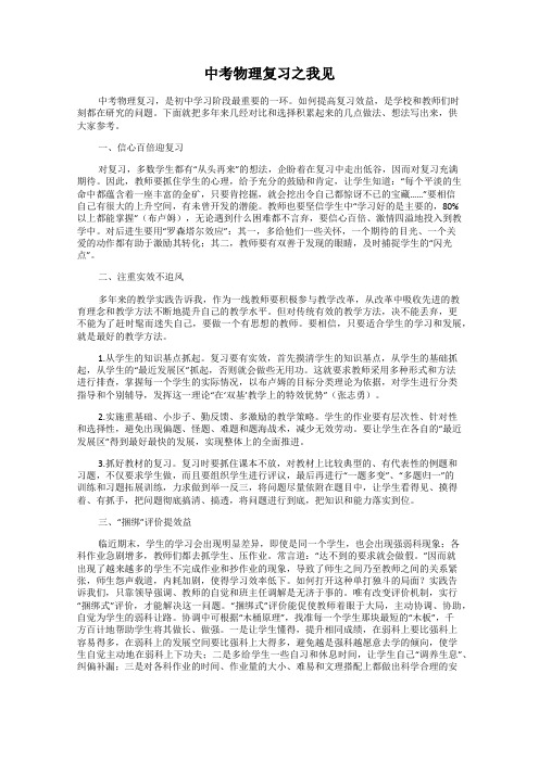 中考物理复习之我见