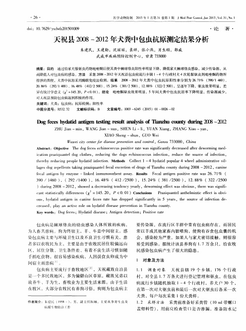 天祝县2008-2012年犬粪中包虫抗原测定结果分析