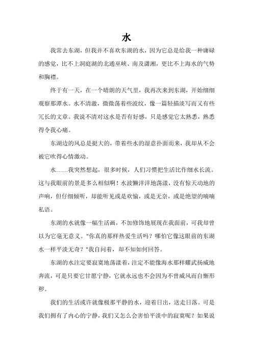 武汉市中考满分作文-05年武汉市中考满分作文：水(一)