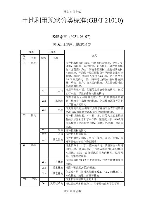 土地利用现状分类标准之欧阳家百创编