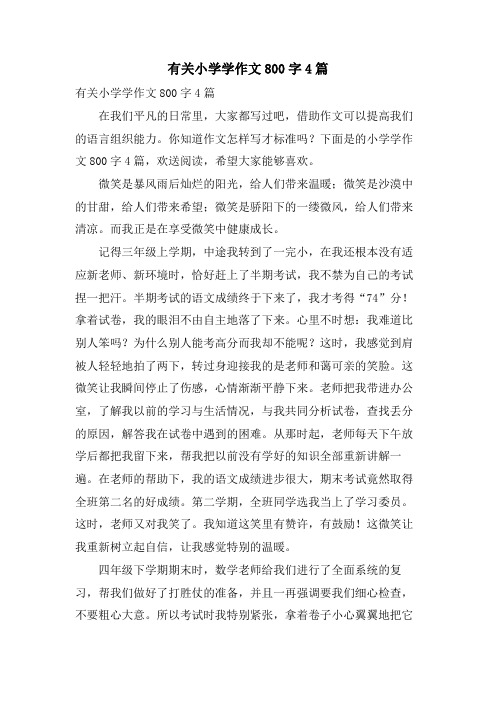 有关小学学作文800字4篇
