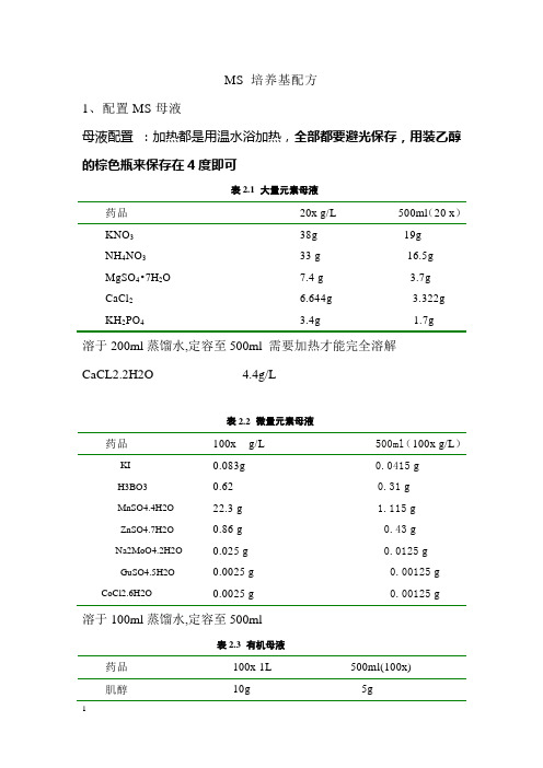 MS培养基配方