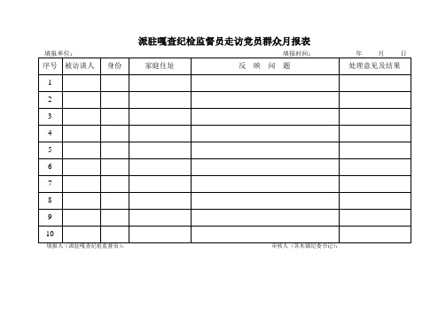 3和4纪检监督员走访党员群众月报表