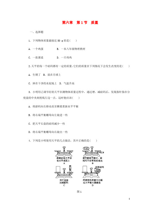 八年级物理上册6.1质量练习(新版)新人教版