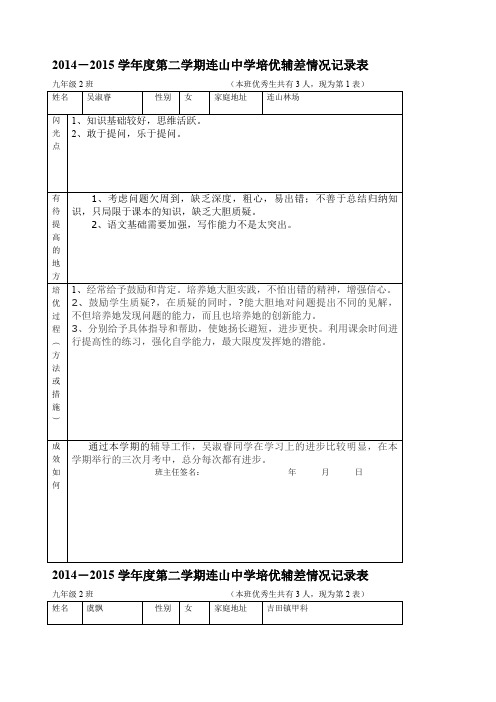 学生辅导情况表