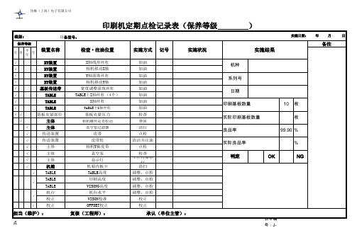 印刷机定期点检表