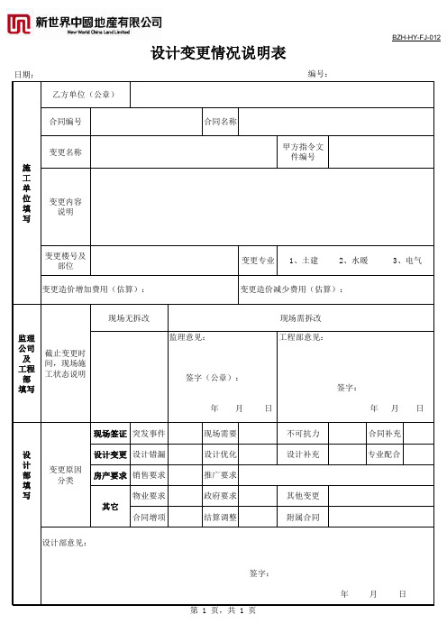 设计变更情况说明表