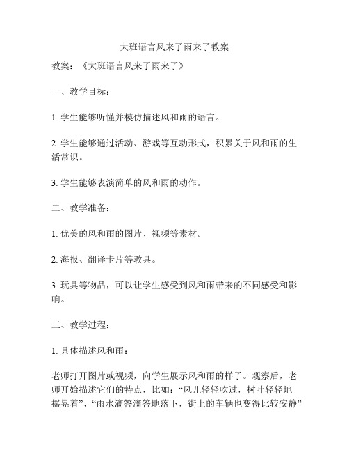 大班语言风来了雨来了教案