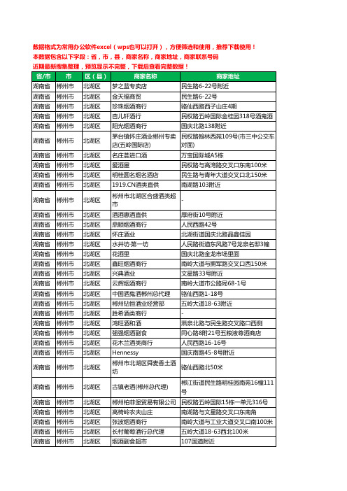 2020新版湖南省郴州市北湖区烟酒工商企业公司商家名录名单黄页联系电话号码地址大全324家