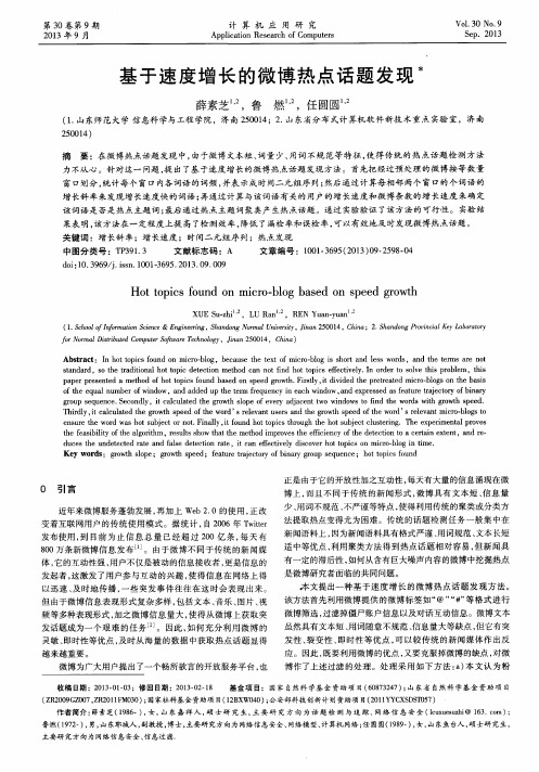 基于速度增长的微博热点话题发现