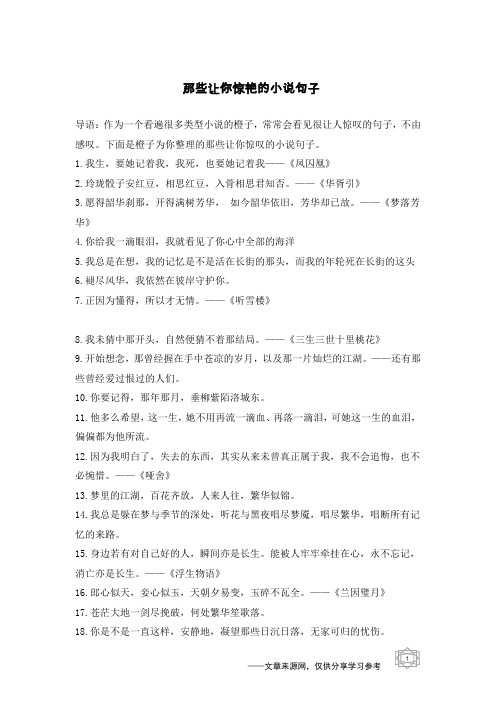 那些让你惊艳的小说句子