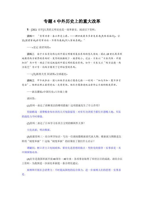 专题4中外历史上的重大改革