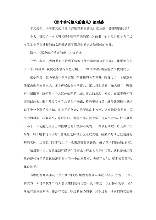 《那个骑轮箱来的蜜儿》读后感_小学作文