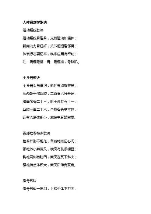 解剖学歌诀