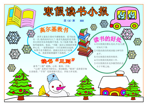 寒假读书小报 小学生幼儿园小朋友 A4横排 电子小报手抄报模板 成品小报