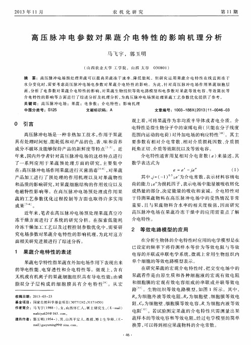 高压脉冲电参数对果蔬介电特性的影响机理分析