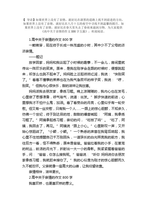 高中关于亲情的作文800字五篇