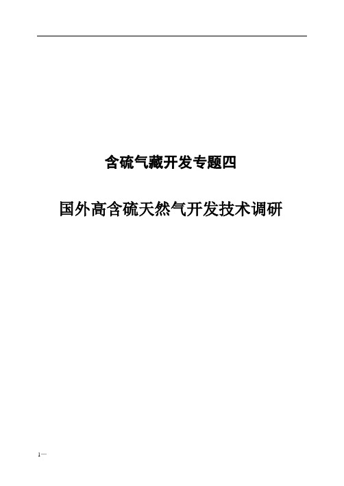 国外高含硫天然气开发技术调研