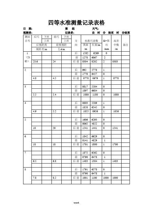 四等水准测量记录表格(精.选)