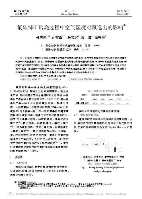 氟碳铈矿焙烧过程中空气湿度对氟逸出的影