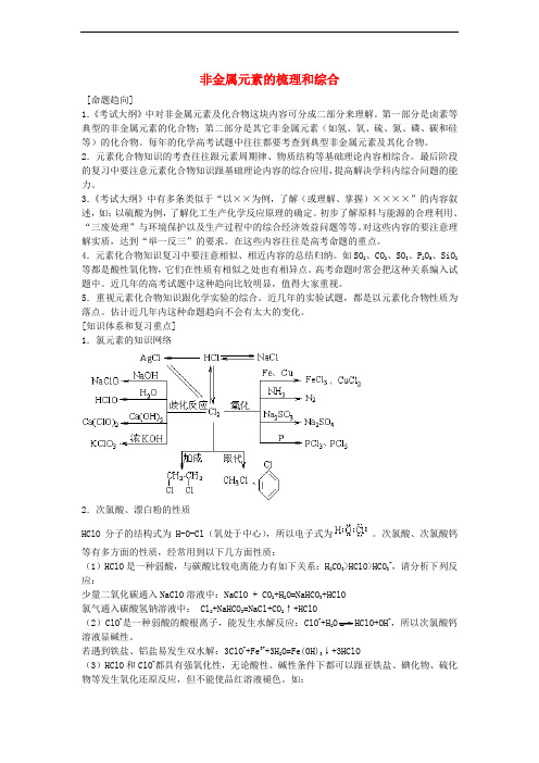 湖南省长沙市长郡雨花外国语学校高考化学二轮专题复习 非金属元素的梳理测试题