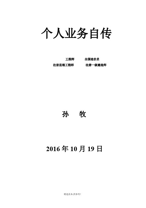 高级工程师-个人业务自传-最新版本