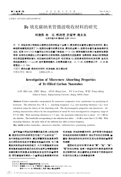 Fe填充碳纳米管微波吸收材料的研究