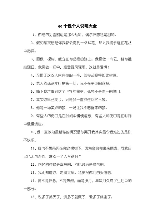 qq个性个人说明大全