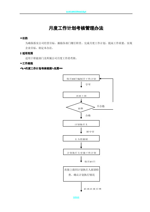 月度工作计划考核办法