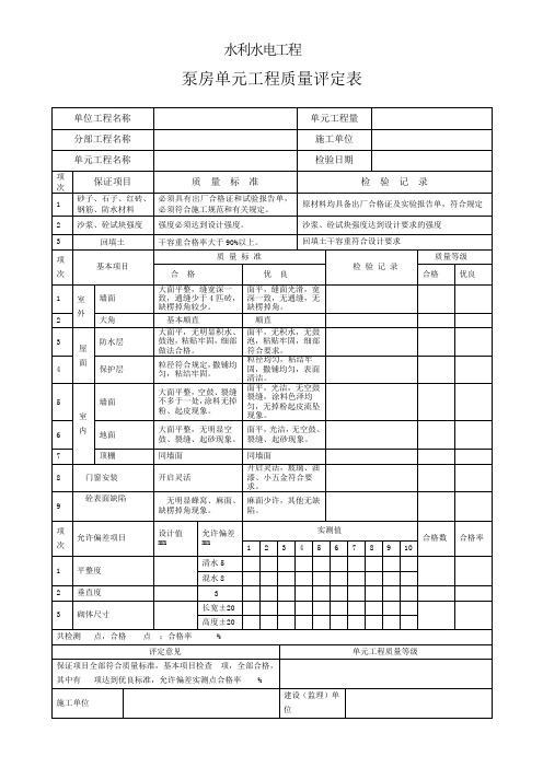 泵房评定